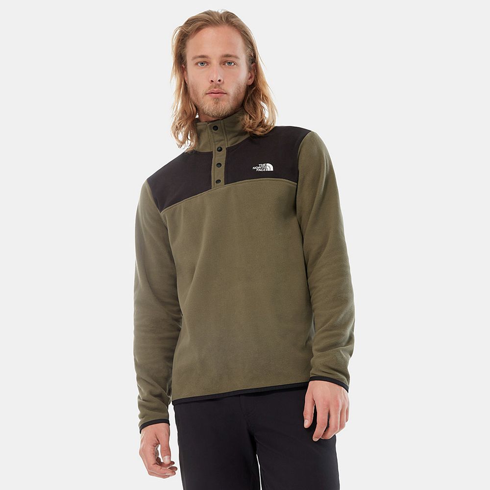 The North Face Fleece Mens Australia - The North Face Tka Glacier Snap-Neck Green / Black Hiking (EK